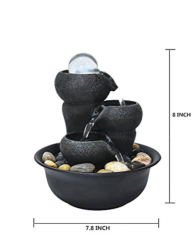 image for BBabe 3-Tier Flowing Bowls Table Fountain with LED Illuminated Crystal