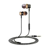 Skyocean Wood In Ear Corded / Wired Noise-isolating Earphones with Mic and Remote Control
