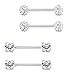 Jstyle 2-4 Pairs 316L Stainless Steel Nipple Rings Barbell Crystal Ball Piercing Nipple CZ Tongue Rings 14G