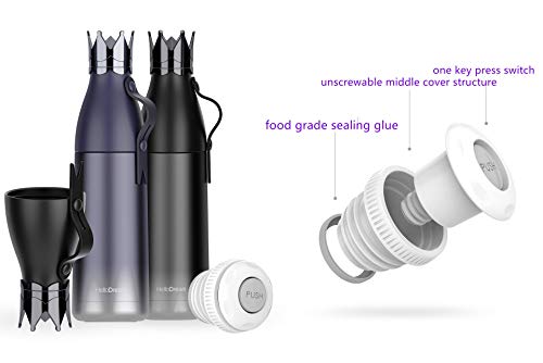 Yisinga Blue Crown thermos insulated stainless steel sports water bottle double wall vacuum Cup thermos flask with cup lid for drinks Gradient color creative thermos with cup on top for sports…