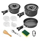 Gonex Camping Cookware Set Mess Kit, Backpacking Gear Cooking Equipment 11pcs/13pcs/16pcs, Stackable Portable Non Stick Pot Pan Cook for Outdoors Hiking (Renewed)