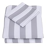 NoJo 3-Piece Toddler Sheet Set, Grey/White Rugby Stripes, 52