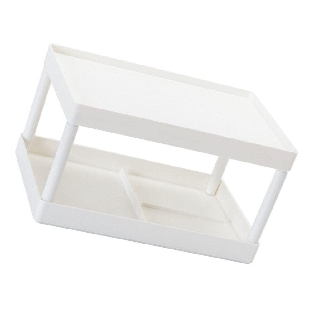 BESTonZON Desktop Storage Rack Organizer Double-layer Cosmetic Stationery Storage Holder Table Sundries Display Shelf For Kitchen Bathroom Office Dorm White