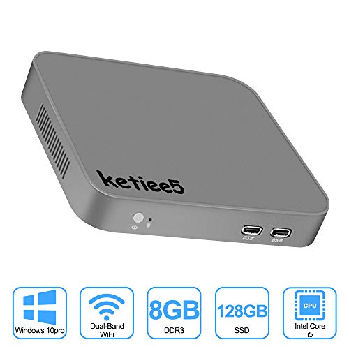 Mini PC,Ketiee5 iIntel core i5 Processor 4M Cache, up to 3.2GHz，8G RAM 128G SSD, Windows 10 Mini Computer Support Gigabit Ethernet, Wi-Fi