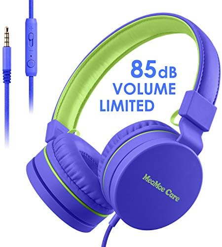 Childrens Headphones, MeaMae Care Wired 85dB Volume Limiting Kids Headphones For Kids Boys to Protect Their Hearing with Microphone, Foldable & Adjustable Headphones for Smartphones/Tablet/iPad/School