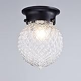 Truelite Industrial Antique Style Plantation Collection Flush Mount Ceiling Light Prismatic Glass Globe Light Fixtures ()