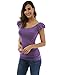 PattyBoutik Women Boatneck Puff Sleeveless Blouse (Purple Small)