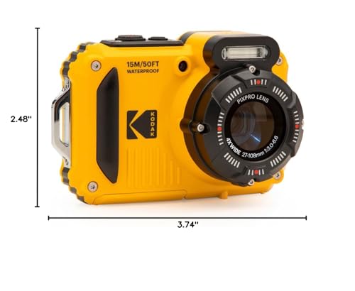 KODAK PIXPRO WPZ2 Rugged Waterproof Shockproof Dustproof WiFi Digital Camera 16MP 4X Optical Zoom 1080P Full HD Video Vlogging Camera 2.7