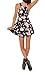 Jelinda Summer Pleated Print Cherry Blossom Reversible Skater Dress(black)