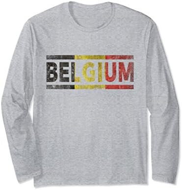 Unisex Retro Flag of Belgium LS Shirt Brussels Vintage XL: Heather Grey