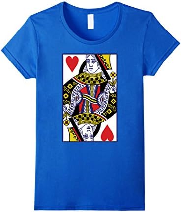 Womens Queen Of Hearts Playing Card Shirt Medium Royal Blue