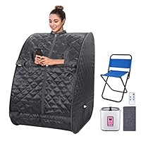 OppsDecor Portable Steam Sauna Spa, 2L Personal Therapeutic Sauna for Weight Loss Detox Relaxation at Home,One Person Sauna with Remote Control,Foldable Chair,Timer(US Plug) (Gray)