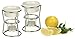 RSVP International Kitchen Collection Butter Warmer Set, Includes Stoneware Cups, Glass Tealight Holder, Candles and 5-Inch Tall Chrome Wire Frames, 1/3-Cup Capacity, White