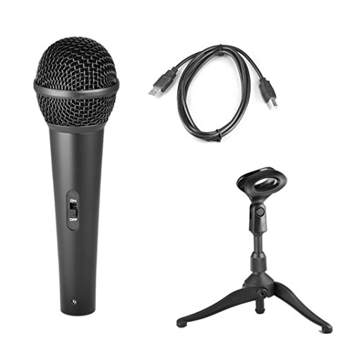 Pyle PDMICUSB6 - USB Dynamic Studio Microphone Set with Table Tripod Stand and 6.5  Cable - Great for Windows Mac Recording