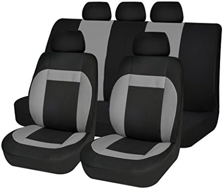 Car Seat Covers Set Airbag Universal Soft Cloth Split Bench 40 60 off Front Back Seat Protector Gray color 11pcs