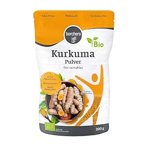 borchers Bio Kurkuma Pulver | Bio Qualität | Vegan | Zuckerarm | Für Kurkuma-Latte & Goldene Milch | 200 g