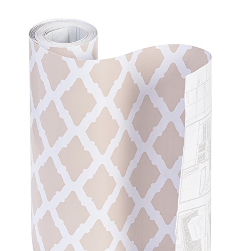 Smart Design Shelf Liner w/Decorative Adhesive - Wipes Clean - Cutable & Removable Material - Easy Peel Design - Shelves, Drawers, Flat Surfaces - Kitchen (18 Inch x 20 Feet) [Antique Bisque Lattice]