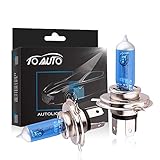 TOAUTO 2 X H4 100W/90W 12V Car Headlight Lamp P43t Halogen Light Super Bright Fog Xenon Bulb White