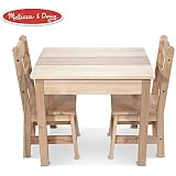 Melissa & Doug Solid Wood Table and 2 Chairs Playroom Furniture