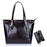 ZMSnow Genuine Leather Tote Handbags Women Shoulder Bag with Leather Card Holder((ZMS-NB-1017,darkbrown)