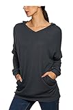 Zeagoo Women's Batwing Sleeve Spring Basic Pullover Slim Fit Hoodie with Pockets