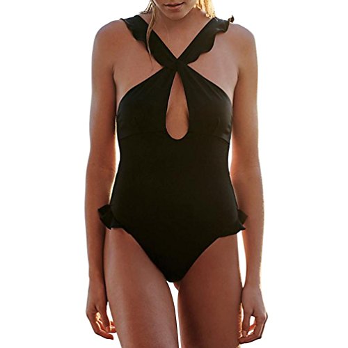 Sharemen Women Straps Swimmer Slimming One Piece Swimsuit (Black, US M = Asian L)