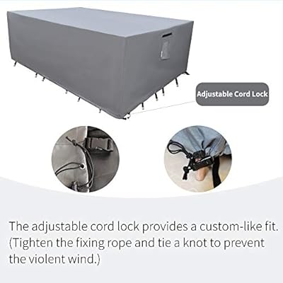 SERHOM Patio Furniture Covers, Waterproof Anti-UV 600D Heavy Duty Durable Table Cover for Outdoor Dining Table, Grey… 41YxlPilZrL