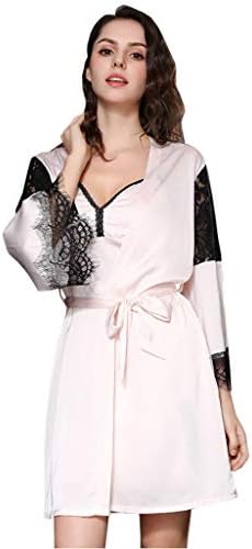 Wxik パジャマ レディース 秋冬 長袖 前開き 2点セット キャミソール ガウン レース セクシー 快適 柔らかい 睡眠科学 ネグリジェ ルームウェア ナイトウェア 便利服 部屋着 バスローブ ワンピース プレゼント ネイビー M L Xl Union Auswrts Kfb De