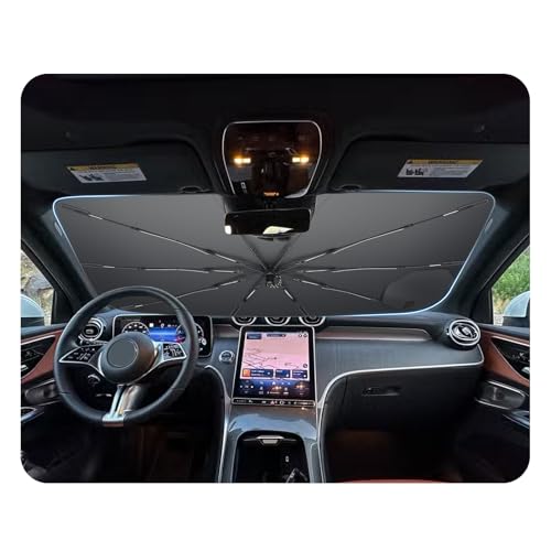 [2026 Upgrade] BSTW Compatible with Benz GLC X254 2023-2026 & GLC X253 2016-2022 Windshield Sunshade, Automatic Folding Sun Shade Drawstring Design Thermal Insulation and UV Protection
