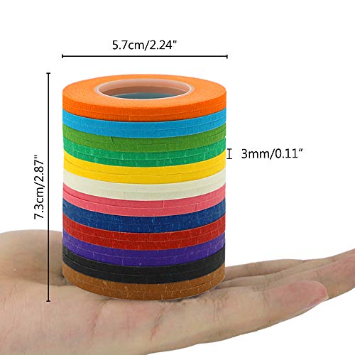 JPSOR 24 Rolls 1/8" Colored Whiteboard Thin Tape, Gridding Graphic Art Tapes, Grid Marking Tapes Self-Adhesive Chart Masking Tapes, Detailing Tape,Striping Tape,Pinstripe Tape,Violin Tape