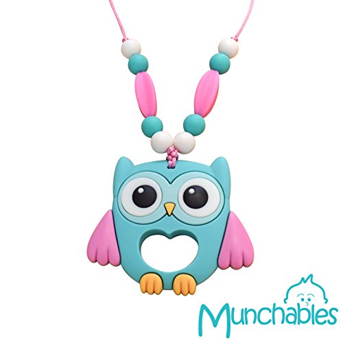 Sensory Oral Motor Aide Chewelry Necklace - Chewy Jewelry for Sensory-Focused Kids with Autism or Special Needs - Calms Kids and Reduces Biting/Chewing/Fidgeting – Aqua Owl