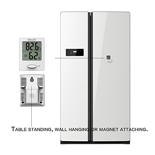 BALDR Mini Digital Portable Versatile Thermometer Hygrometer monitor temperature gauge Humidity with Standing wall Hanging magnet babyroom greenhouse,White
