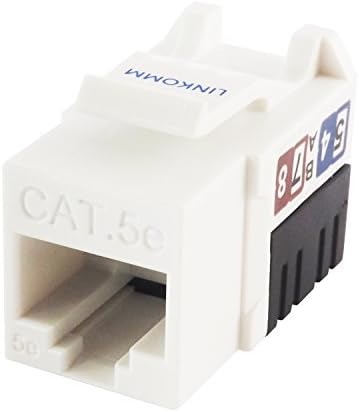 LINKOMM 25-Pack RJ45 Cat5e Slim Profile UTP Unshielded Keystone Jack with Punch Down Palm Holder (White)