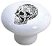 Set of 2 Skull Carvings Ceramic Cabinet Drawer Pull Knobs