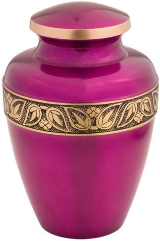Silverlight Urns Magenta Brass Cremation Urn, Pink and Gold Adult Urn for Human Ashes, 10 Inches High
