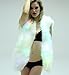 Women Faux Fur Outwear Winter Light Up Burning Glow Fluffy Sparking Rainbow LED Costume Waistcoat