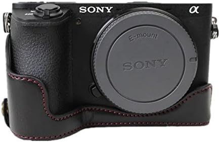 PU Leather Camera Bottom Grip Case Half Cover For Sony A6500 Camera Bottom Open Black