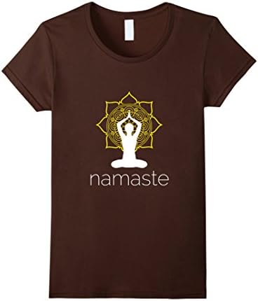 Women's Namaste Yoga Relaxing T-Shirt Asia Buddha India Medium Brown