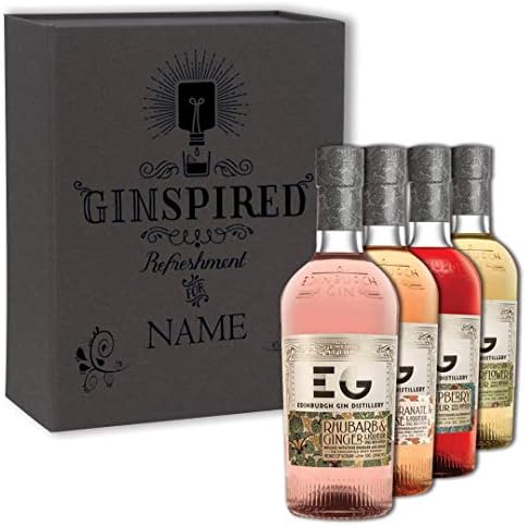 Personalised Edinburgh Gin Ginspired Christmas Gift Set Hamper (50cl With 2 Fever Tree Tonics) (Rhubarb & Ginger)
