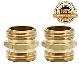 Twinkle Star 3/4 Inch Brass Garden Hose Adapter Double Male Quick Connector, 2 Pack