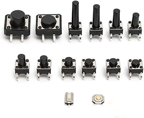 DollaTek 140pcs 14Types Momentary Tactile Push Button Switch Micro SMD SMT Tact Switches, Black - Image 4