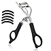 Stainless Steel Eyelash Curler, SUPRENT Perfect Magic Eye Eyelash Curler, Long-Lasting Rolling Up, Portable, No Pinching Eyelid, Makeup Tool Accessory, 5 Refill Rubber Pads
