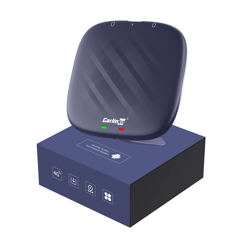 CarlinKit Tbox Plus Android 13 CarPlay AI BOX, 8 GB+128 GB, Snapdragon QCM 6125, Support Wireless CarPlay/Wireless Android Auto, Google Play Store, Netflix, YouTube Online, Support Firmware Update