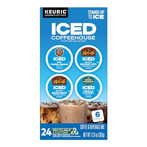THE ORIGINAL DONUT SHOP® K-CUP ICED DUOS COOKIES AND CARAMEL COFFEE – COMPATIBLE WITH KEURIG BREWER – MEDIUM – 24 / BOX