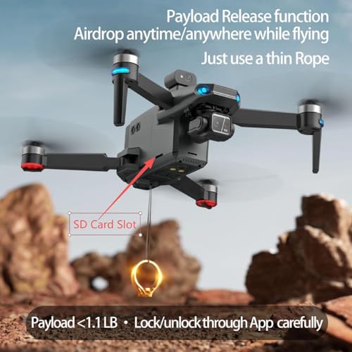 NewUpgraded Tablet Remote Professional Drones with Camera for Adults 4K HD, 360 Obstacle Avoidance, 3 Axis Gimbal, Payload Release, High Wind Resistance, Up to 5 Miles Range, 84 Minutes Long Batteries, Follow Me