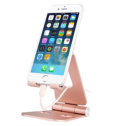 Multi-Angle Tablet Stand for iPAD And iPhone : Desktop Adjustable Cell Phone Table Video Game Stand Holder Dock for iPhone 7 6 Accessories, iPad and Tablets (4-10'') Universal Accessories Desk- Gold