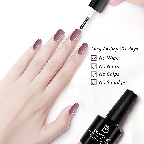 Bluedee 4 Color Gel Polish Starter Kit Classic Series Gel Nail Set with UV Light Base Coat No Wipe Top Coat Manicure Kit Nail Art Tools Purple Glitter Fall Autumn Nail Polish