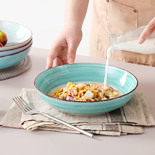 vancasso Bonita Pasta Bowls 38 oz/1140 ml, Large Ceramic Salad Bowls, Pasta Bowl Set of 6, Microwave & Dishwasher Safe Soup Bowls, Serving Bowls, Cool Colors