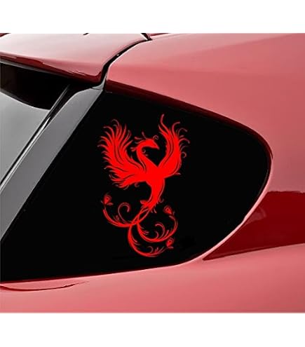 INDIGOS UG Adesivo Auto Phoenix Decal – Rosso 88x104 Mm – Taglio Die Cut Vinile Tedesco