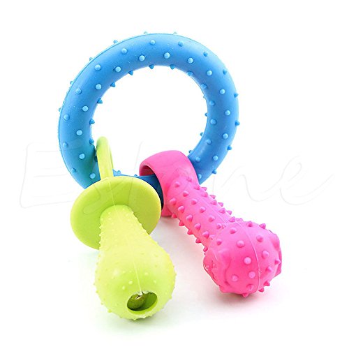 Stebcece New Rubber Pacifier Pet Toys Ring Dog/Cat Puppy Chew Toys with Bell Sound Inside